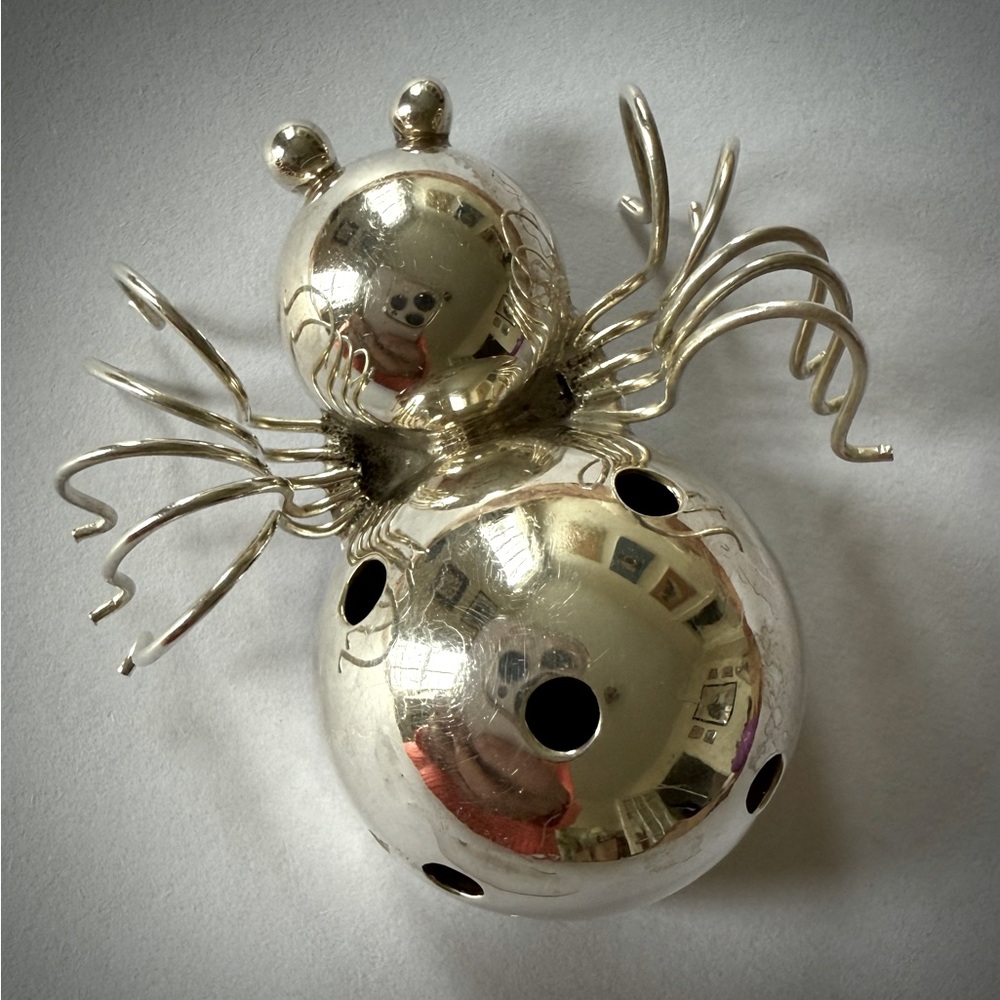 Handmade Sterling Silver Spider Brooch – Mexican Artisan 2x2"